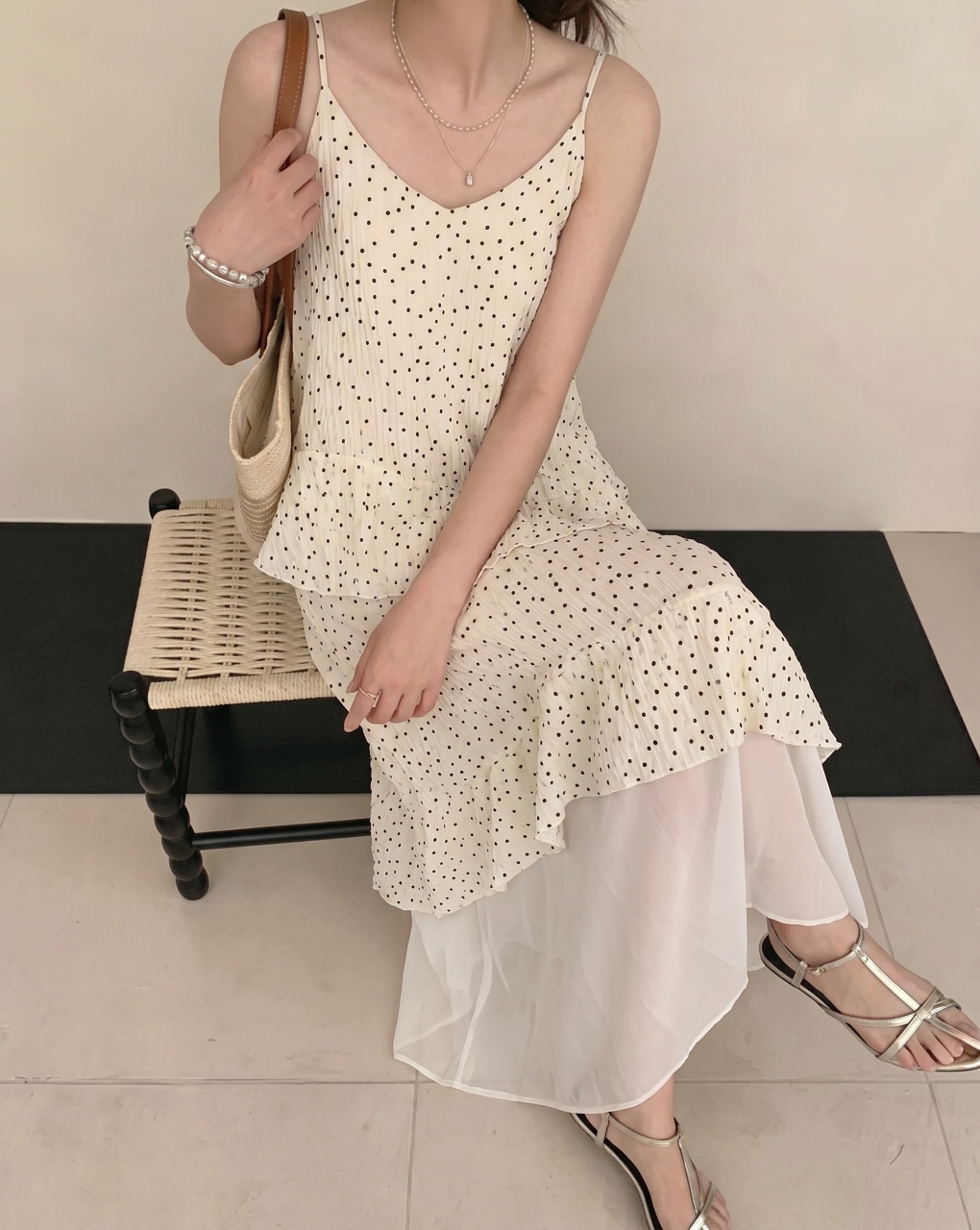 Starlight Dot Frill Maxi Dress - 스타라이트 도트 프릴 맥시 원피스