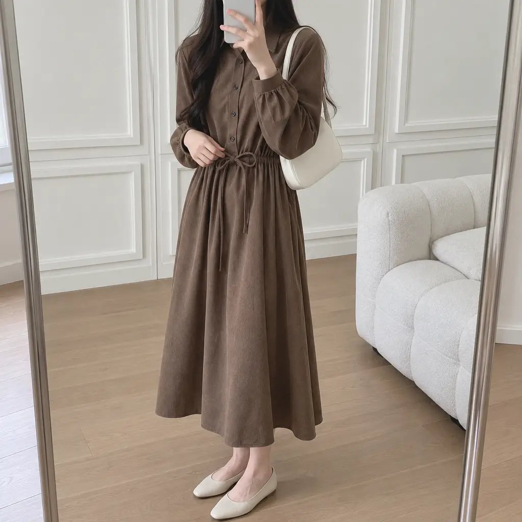 Maple Corduroy Shirt Dress - 메이플 코듀로이 셔츠 원피스