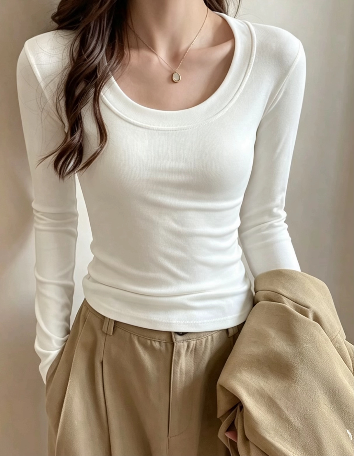 Soft Curve Ribbed Top - 소프트 커브 골지 티셔츠