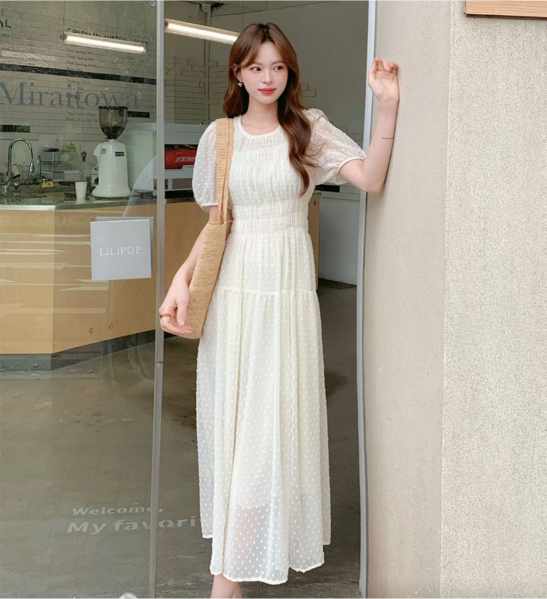 Romantic Dot Puff Long Dress - 로맨틱 도트 퍼프 롱 원피스
