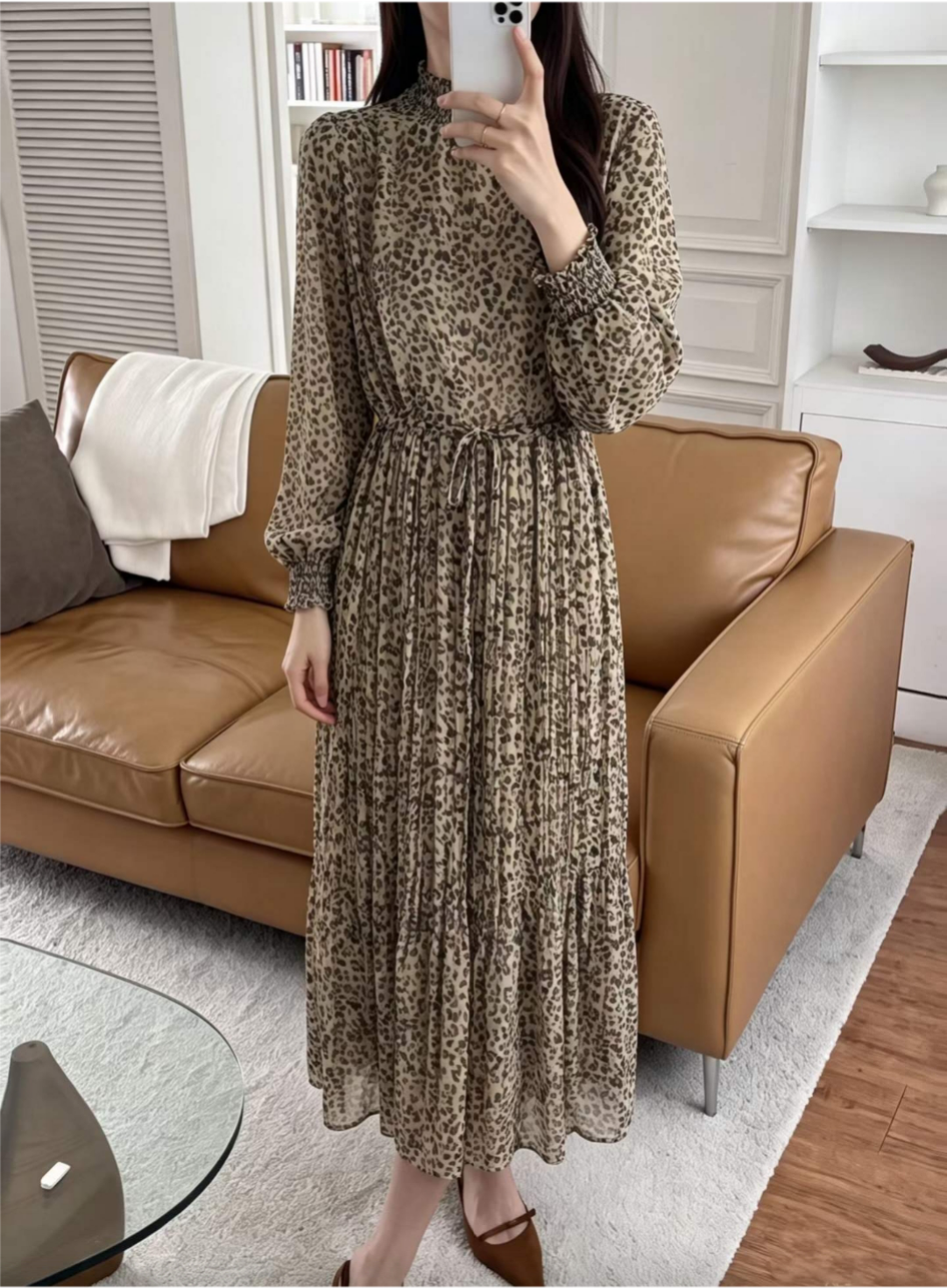 Leopard Pleats Dress - 레오파드 플리츠 원피스