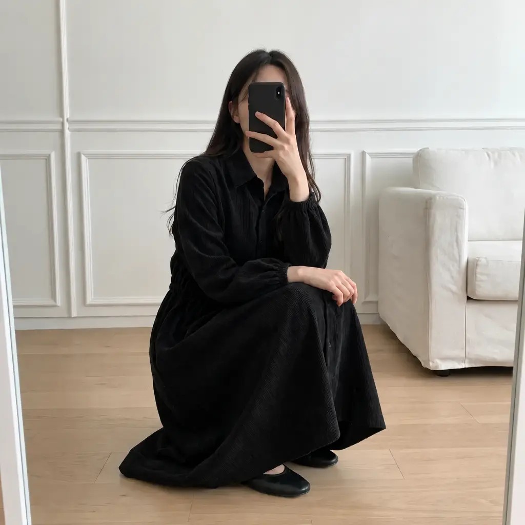 Soft Corduroy Mood Long Dress - 소프트 코듀로이 무드 롱 원피스