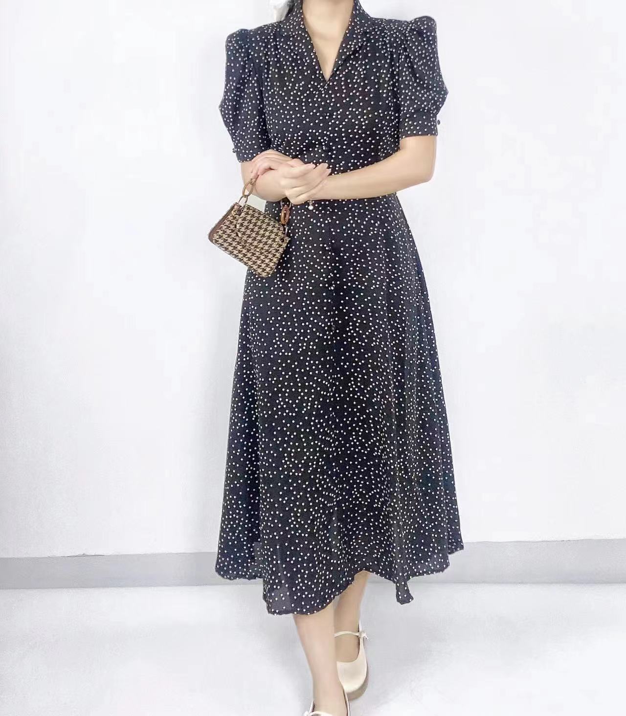 Polka Grace Puff Long Dress - 폴카 그레이스 퍼프 롱 원피스