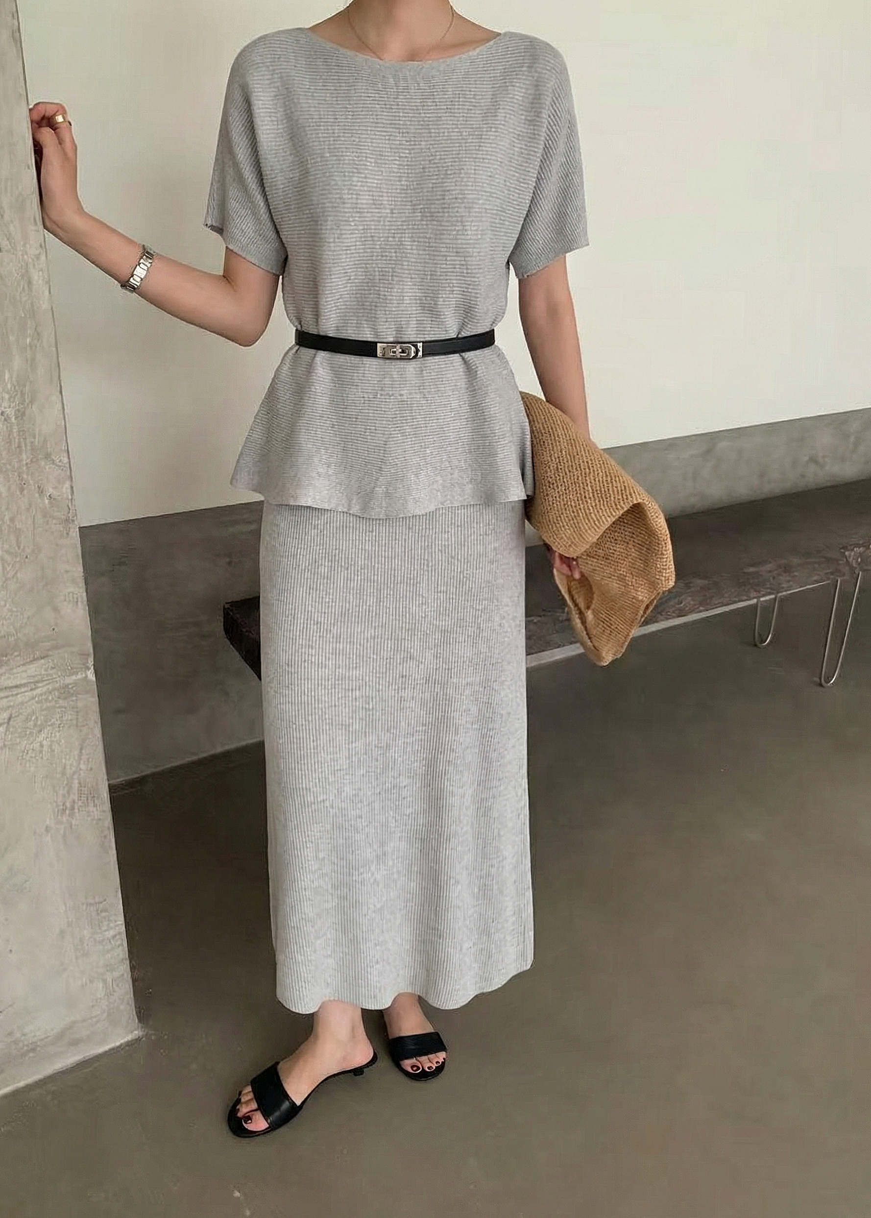 Peplum Pleats Skirt Set - 페플럼 플리츠 스커트 세트