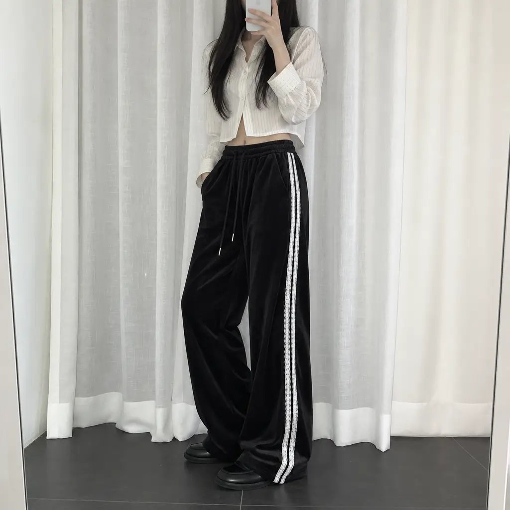 Velvet Lace Line Wide Pants - 벨벳 레이스 라인 와이드 팬츠