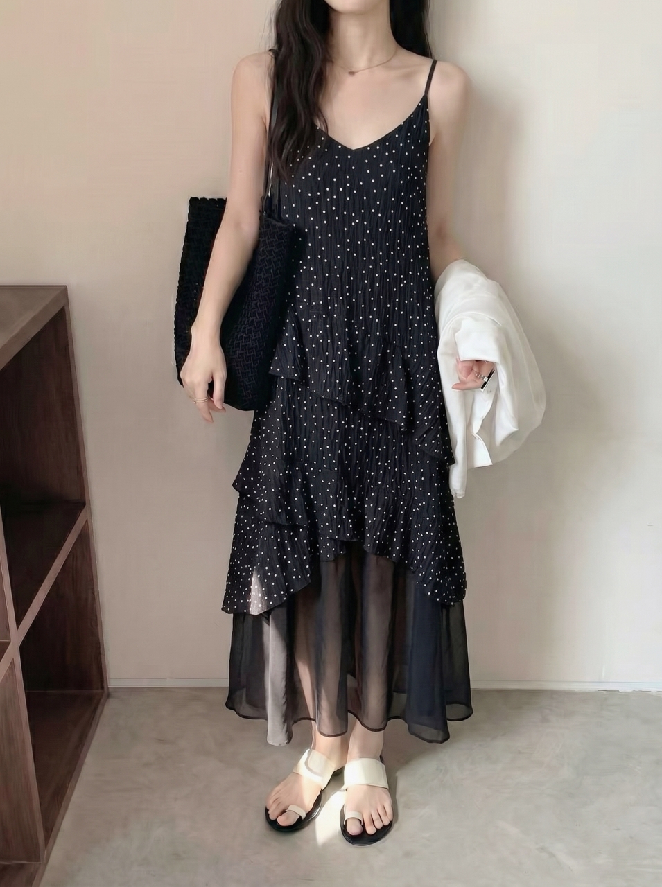 Starlight Dot Frill Maxi Dress - 스타라이트 도트 프릴 맥시 원피스