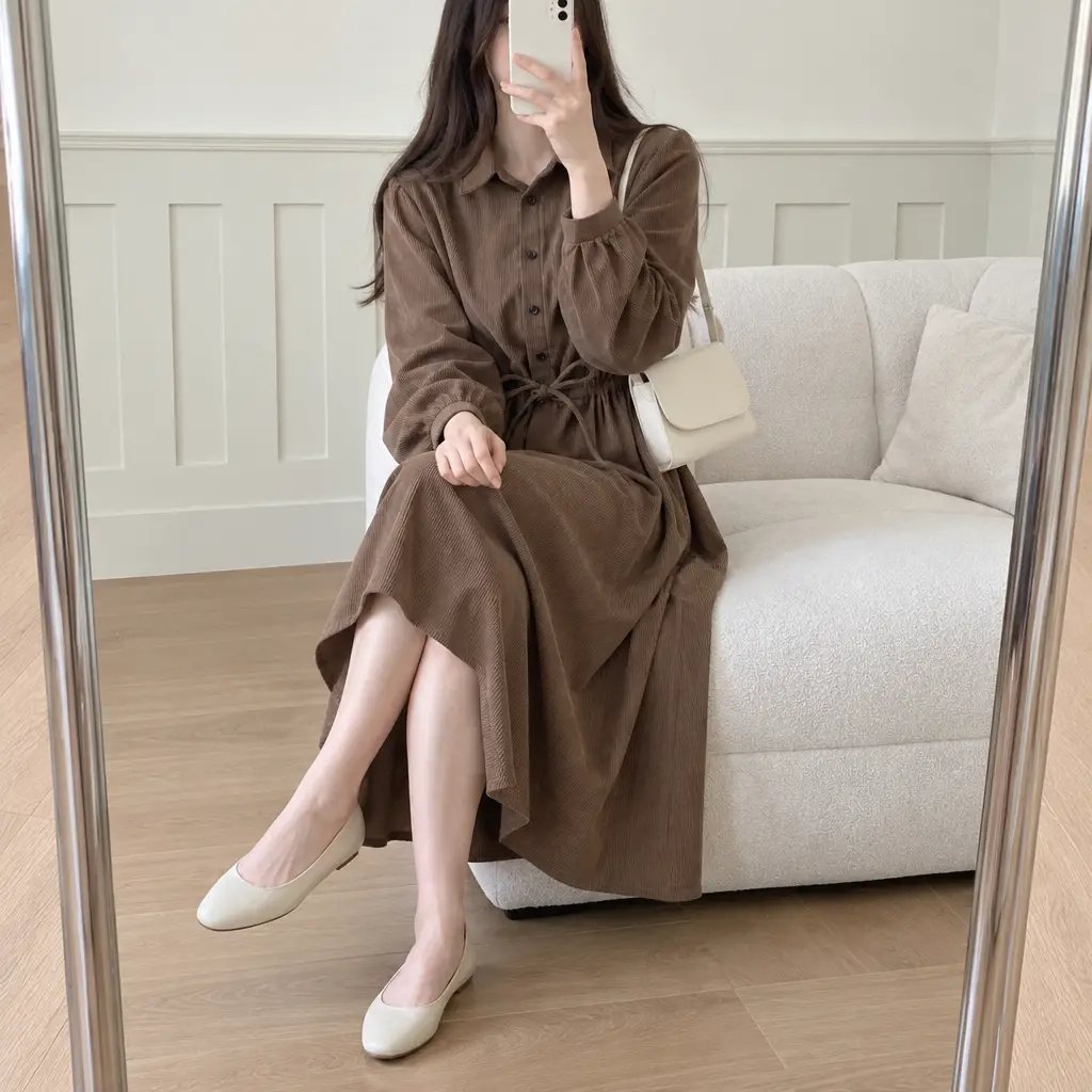 Maple Corduroy Shirt Dress - 메이플 코듀로이 셔츠 원피스