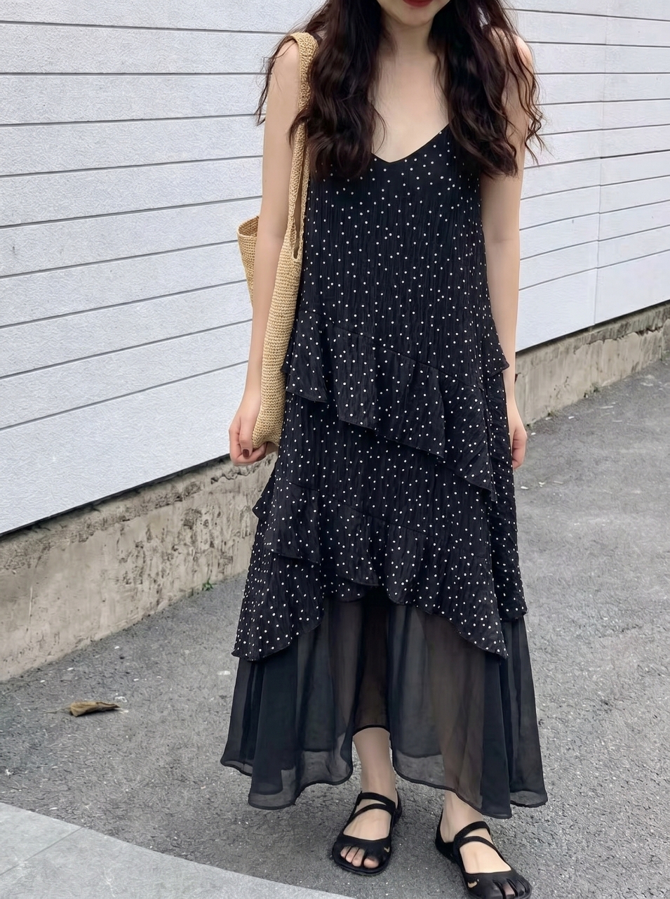 Starlight Dot Frill Maxi Dress - 스타라이트 도트 프릴 맥시 원피스
