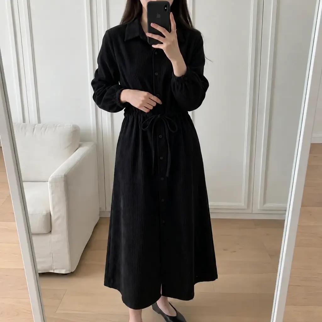 Soft Corduroy Mood Long Dress - 소프트 코듀로이 무드 롱 원피스