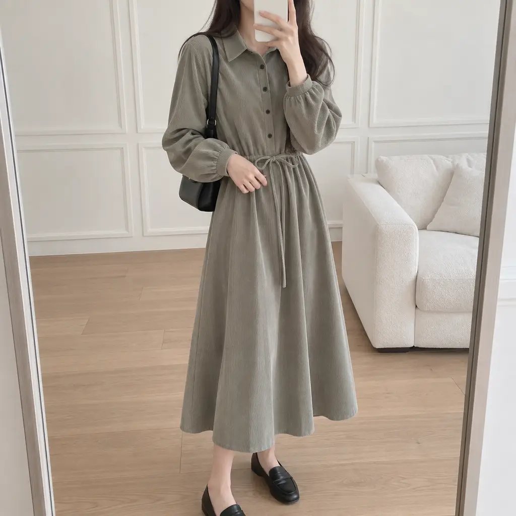 Maple Corduroy Shirt Dress - 메이플 코듀로이 셔츠 원피스