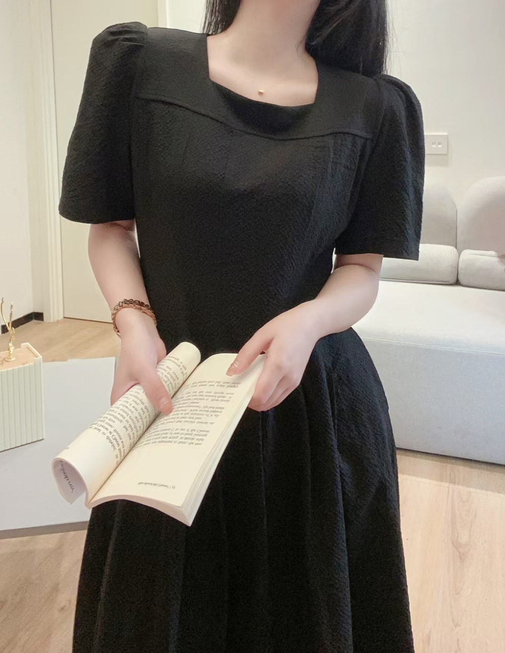 Soft Square Neck Flare Dress - 소프트 스퀘어넥 플레어 원피스