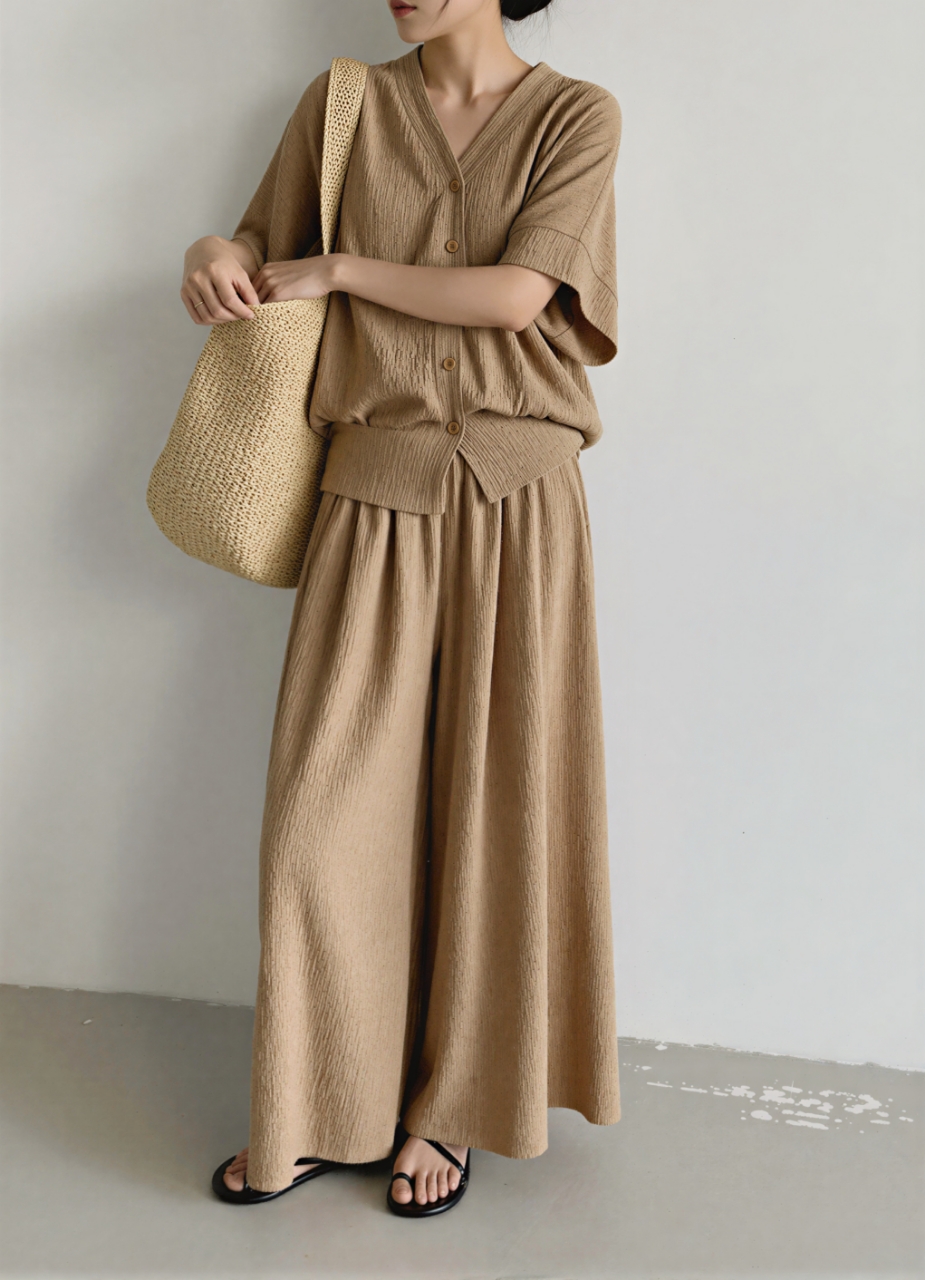 Cozy Flow Pleated Lounge Set - 코지 플로우 플리츠 라운지 세트