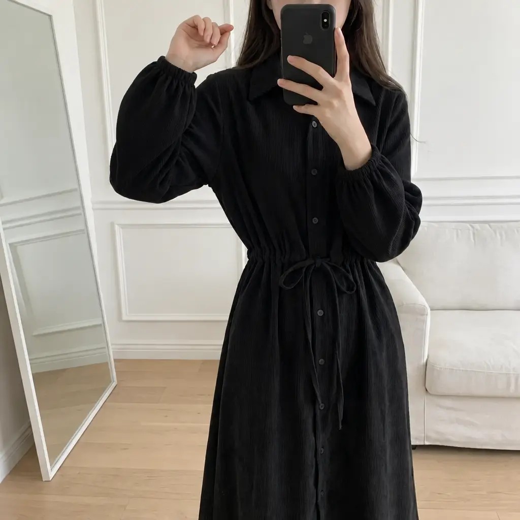 Soft Corduroy Mood Long Dress - 소프트 코듀로이 무드 롱 원피스