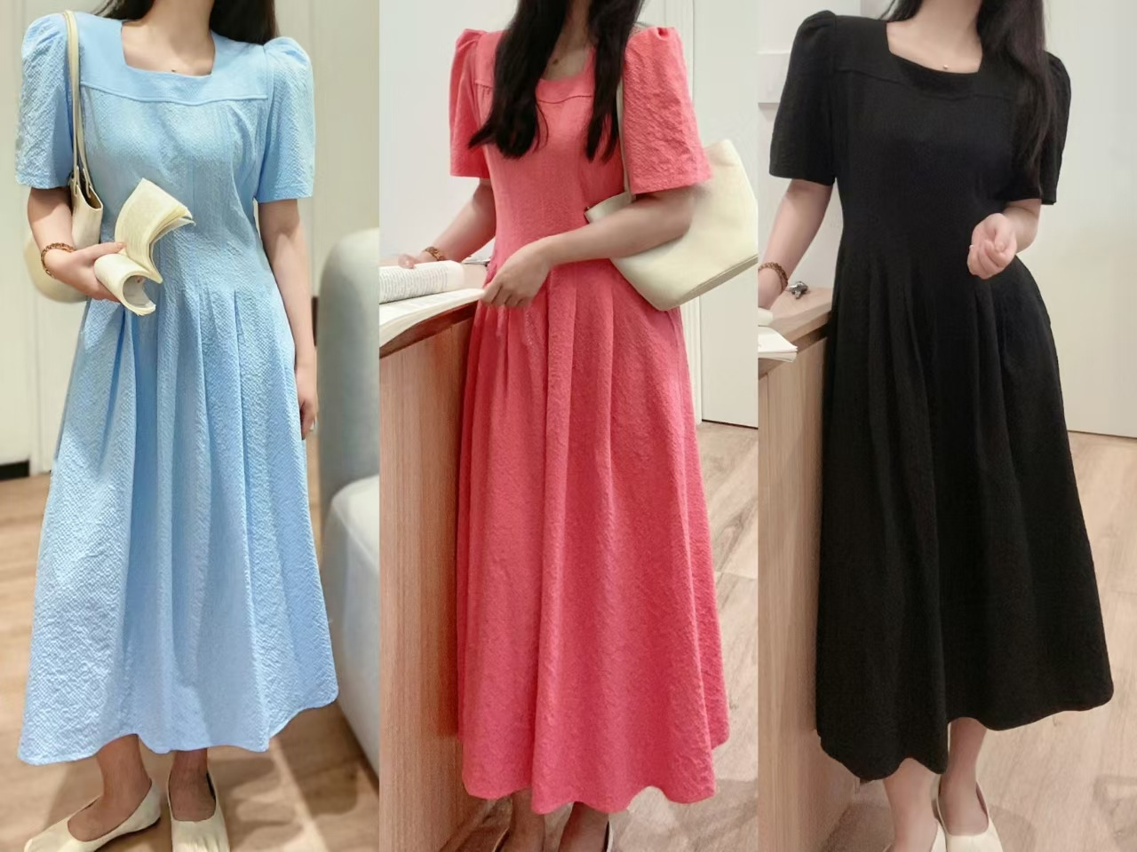 Soft Square Neck Flare Dress - 소프트 스퀘어넥 플레어 원피스