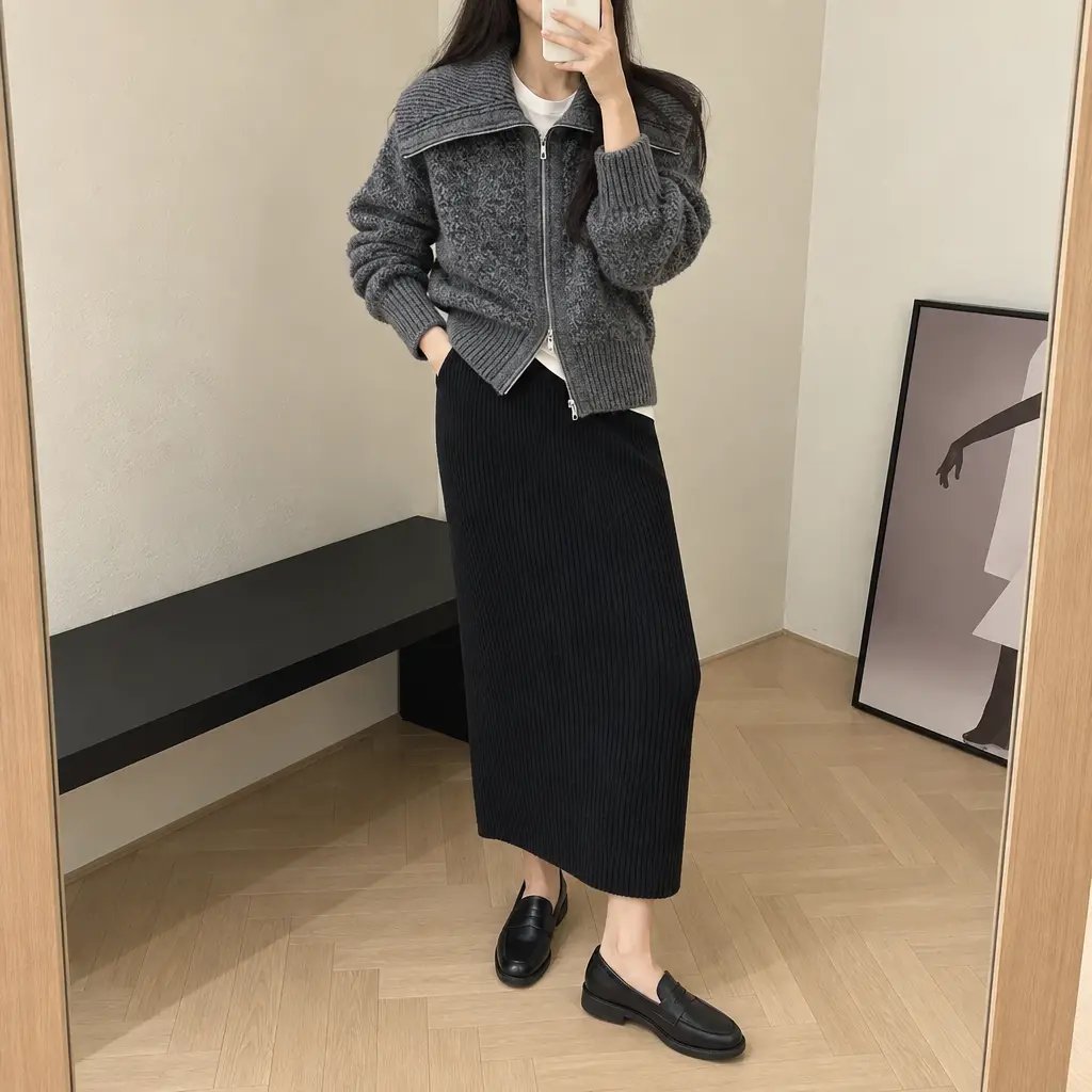 Boucle Sailor Zip Cardigan - 부클 세일러 집업 가디건