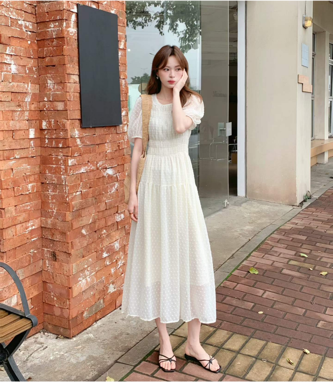 Romantic Dot Puff Long Dress - 로맨틱 도트 퍼프 롱 원피스