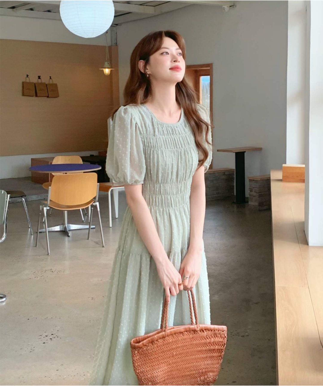Romantic Dot Puff Long Dress - 로맨틱 도트 퍼프 롱 원피스