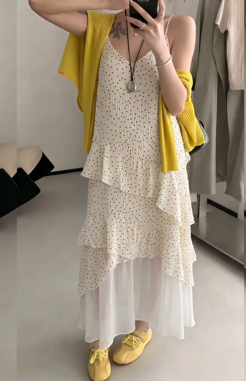 Starlight Dot Frill Maxi Dress - 스타라이트 도트 프릴 맥시 원피스