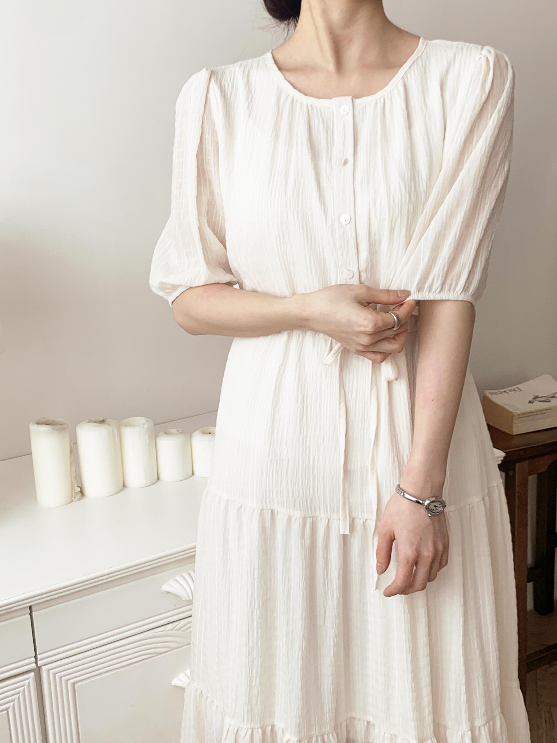 Romantic Button Long Dress - 로맨틱 버튼 롱 원피스