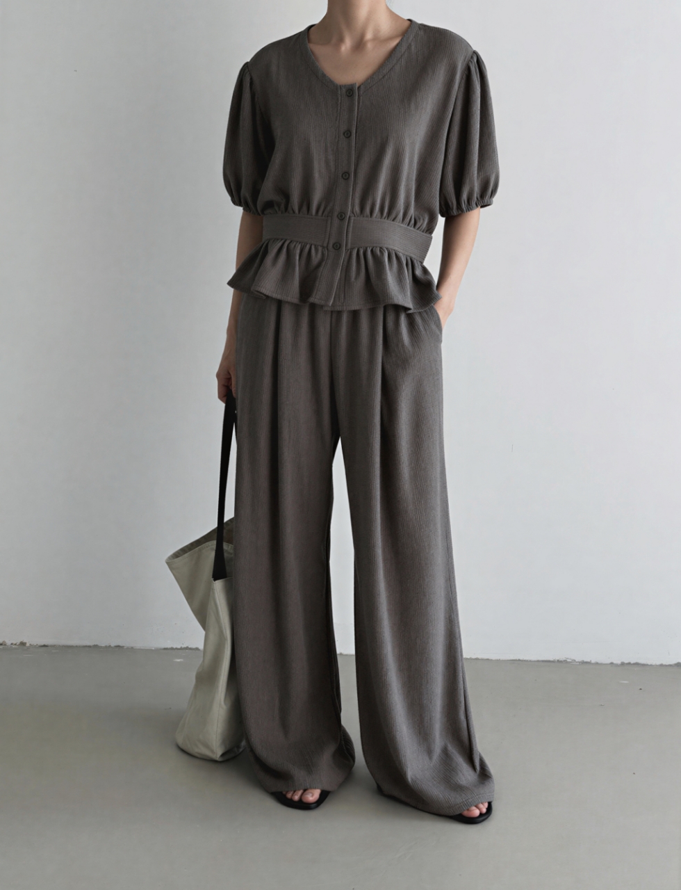 Cozy Muse Peplum Pants Set - 코지 뮤즈 페플럼 팬츠 세트