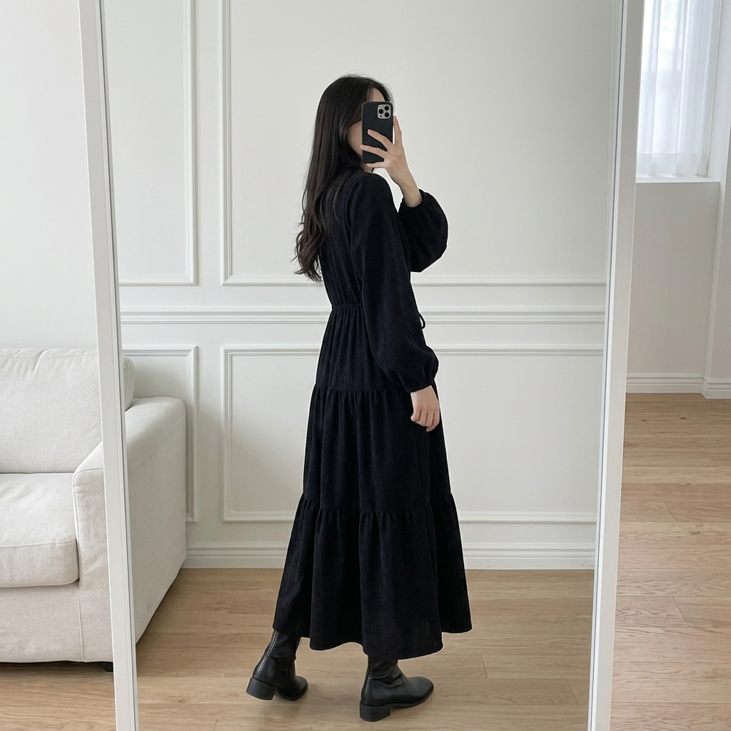 Cordy Puff Maxi Dress - 코듀로이 퍼프 맥시 드레스