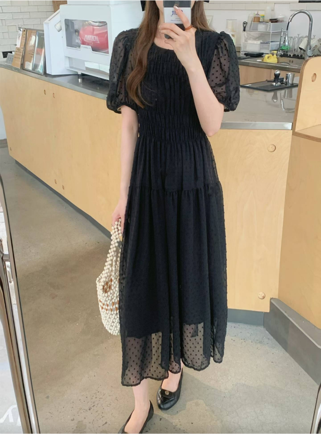Romantic Dot Puff Long Dress - 로맨틱 도트 퍼프 롱 원피스