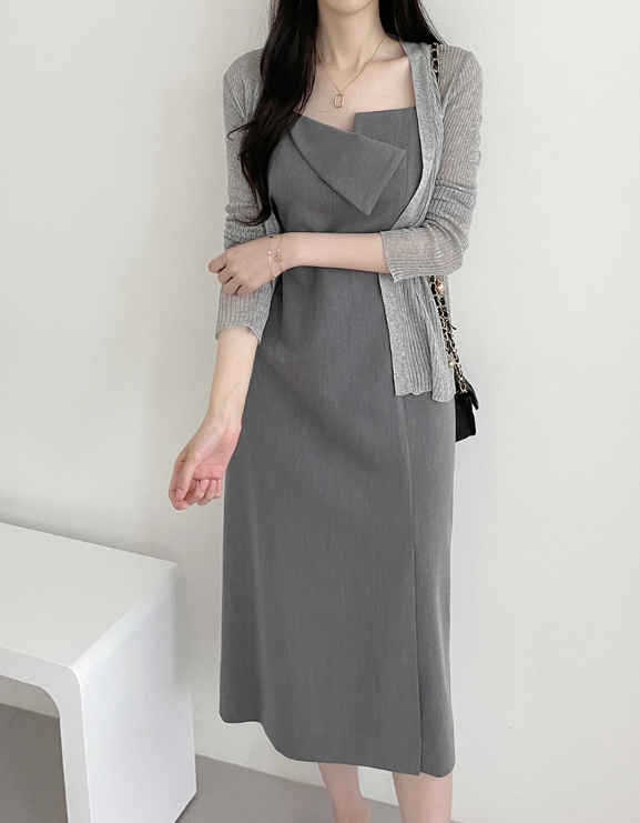 Grace Drape Midi Dress - 그레이스 드레이프 미디 원피스