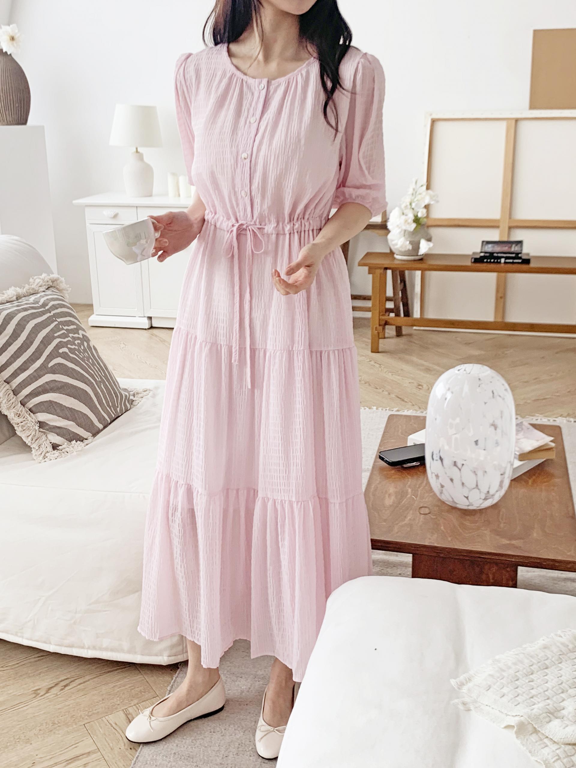 Romantic Button Long Dress - 로맨틱 버튼 롱 원피스