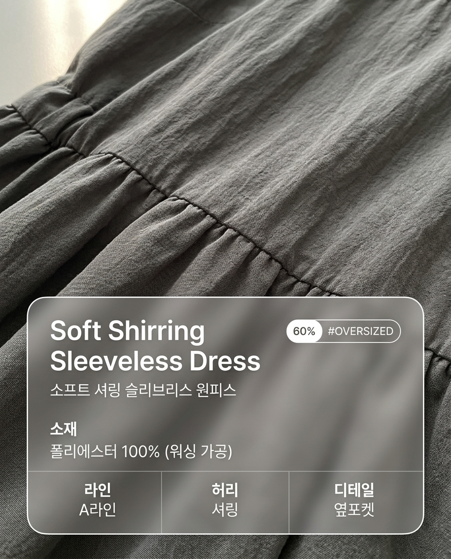 Soft Shirring Sleeveless Dress - 소프트 셔링 슬리브리스 원피스 🤍