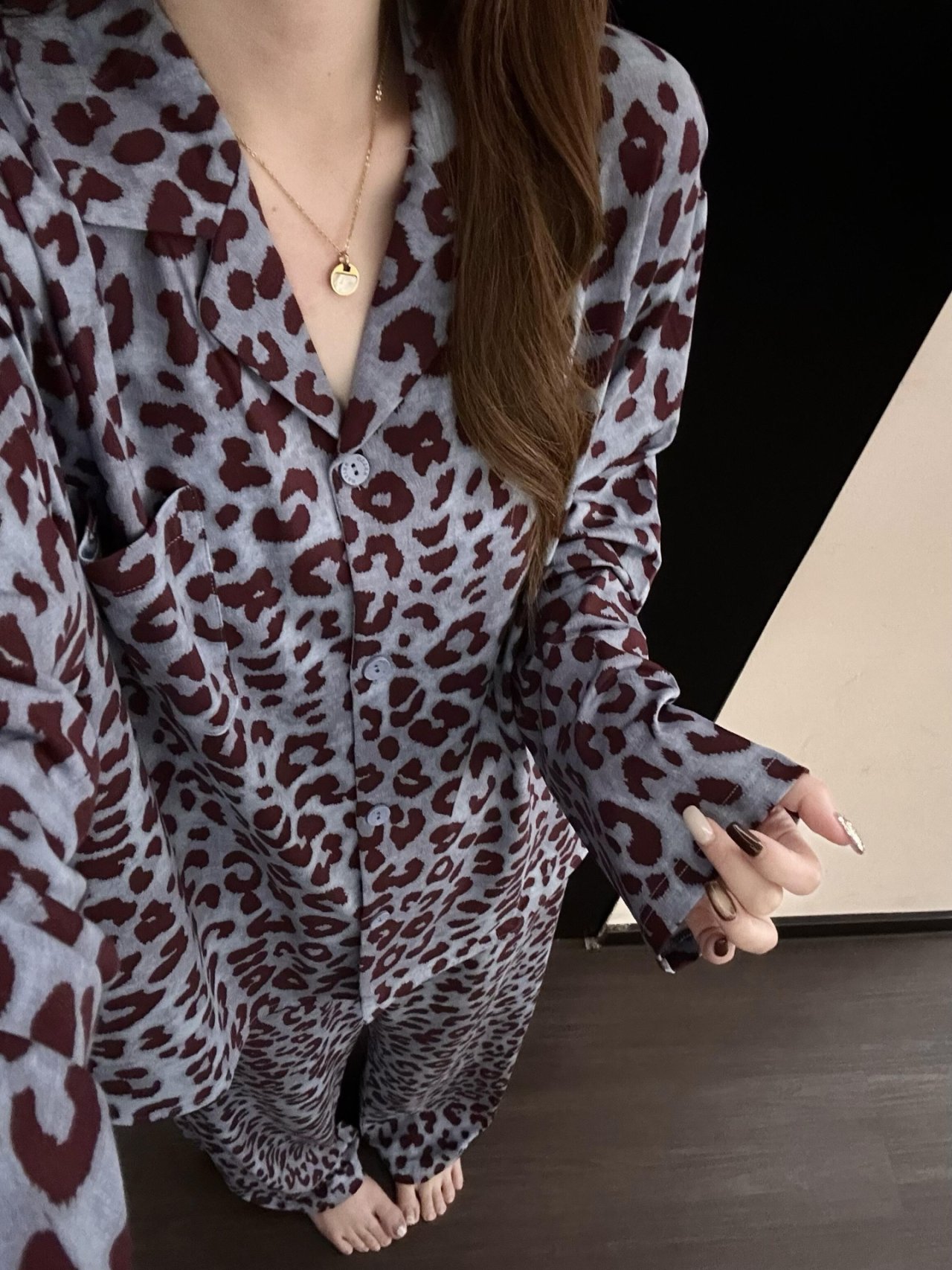 Burgundy Leopard Pajama Set - 버건디 레오파드 파자마 세트