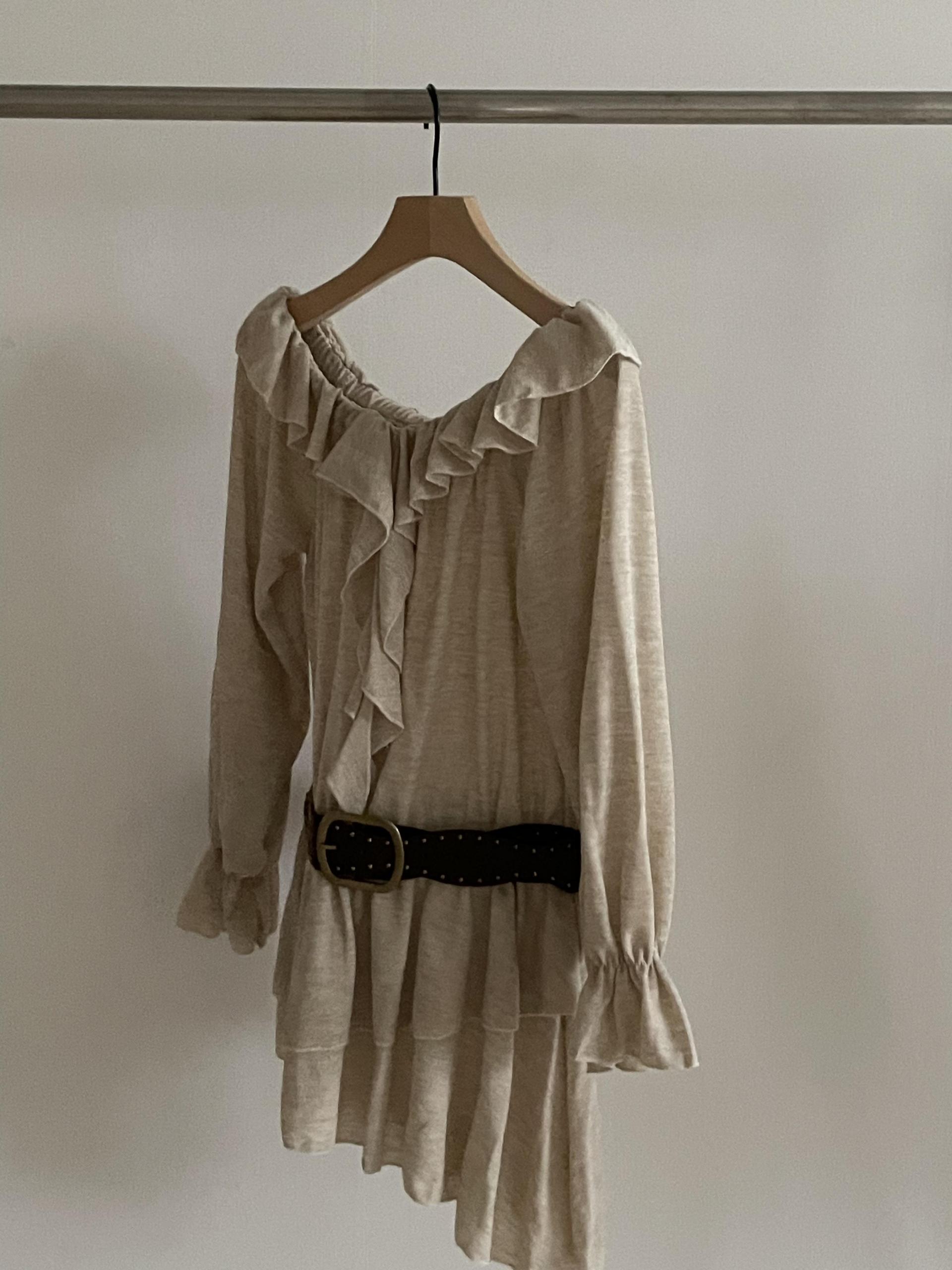 Boho Ruffle Belted Dress - 보헤미안 러플 벨티드 원피스