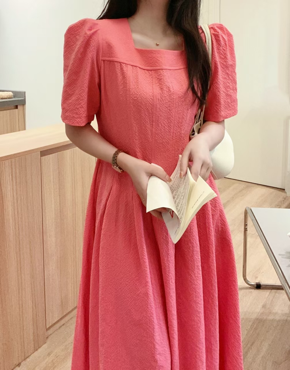 Soft Square Neck Flare Dress - 소프트 스퀘어넥 플레어 원피스