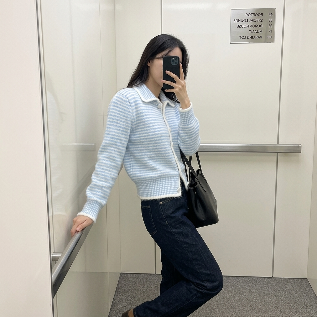 Dreamy Stripe Button Cardigan - 드리미 스트라이프 버튼 가디건(당일출고⚡️)