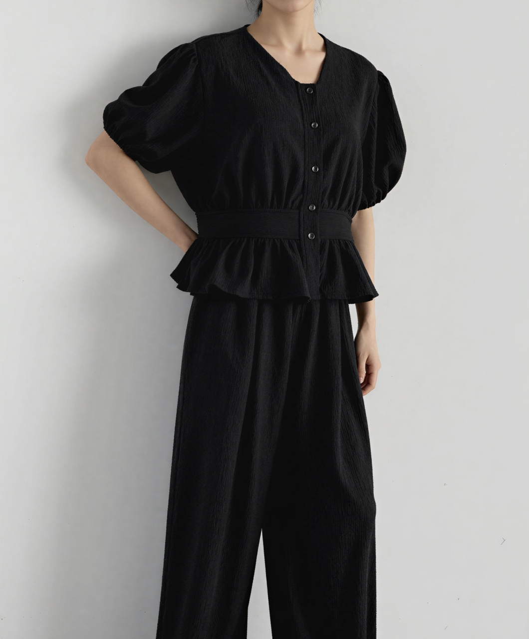Cozy Muse Peplum Pants Set - 코지 뮤즈 페플럼 팬츠 세트