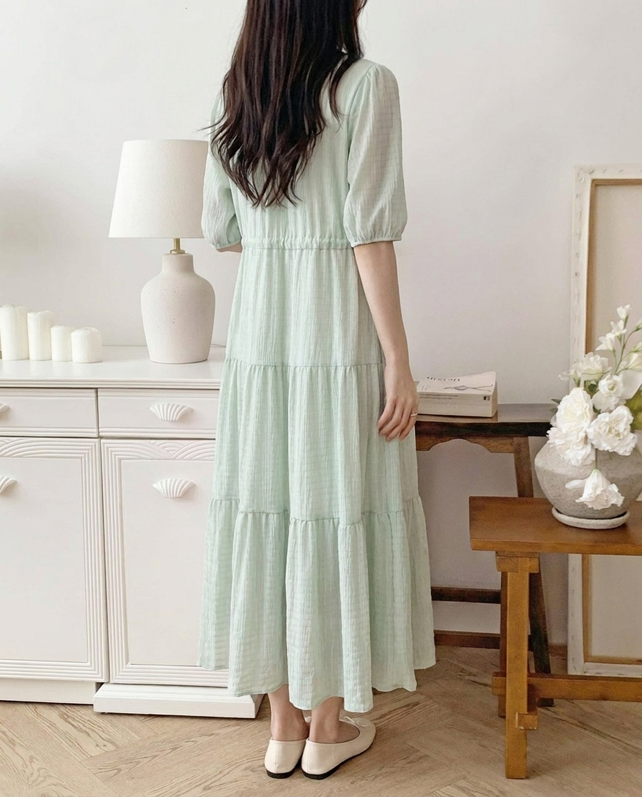 Romantic Button Long Dress - 로맨틱 버튼 롱 원피스