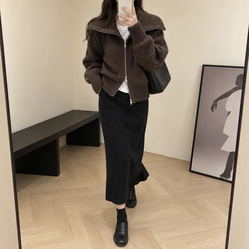 Boucle Sailor Zip Cardigan - 부클 세일러 집업 가디건