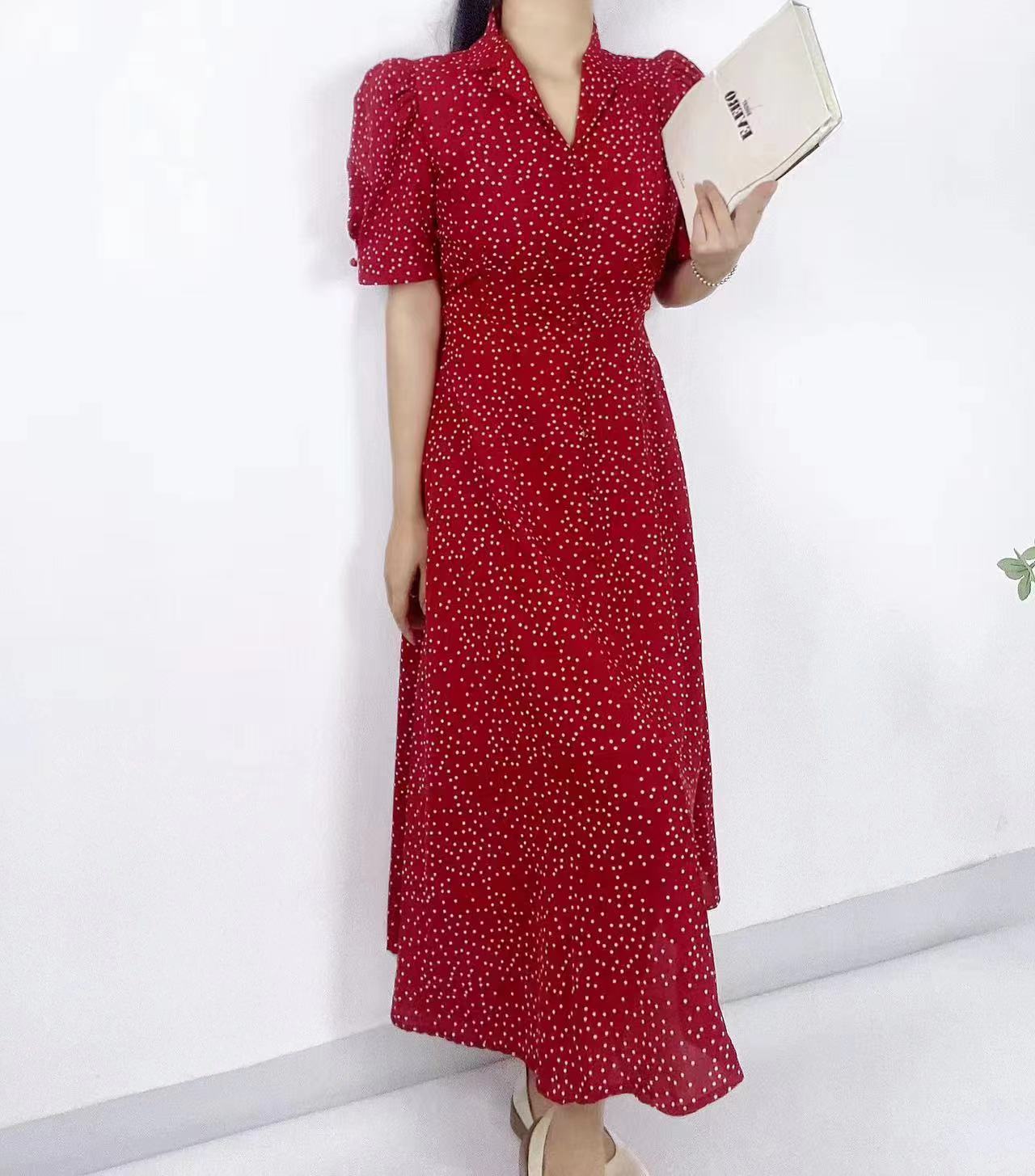 Polka Grace Puff Long Dress - 폴카 그레이스 퍼프 롱 원피스