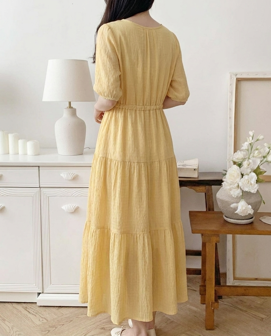 Romantic Button Long Dress - 로맨틱 버튼 롱 원피스