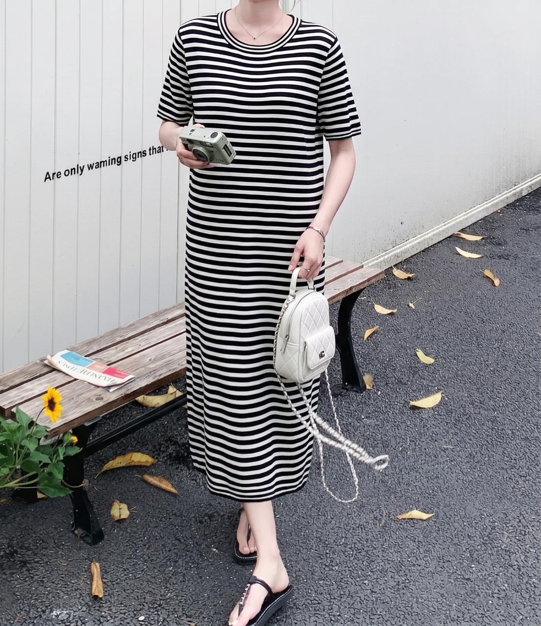 Marine Stripe Shawl Dress Set - 마린 스트라이프 숄 원피스 세트