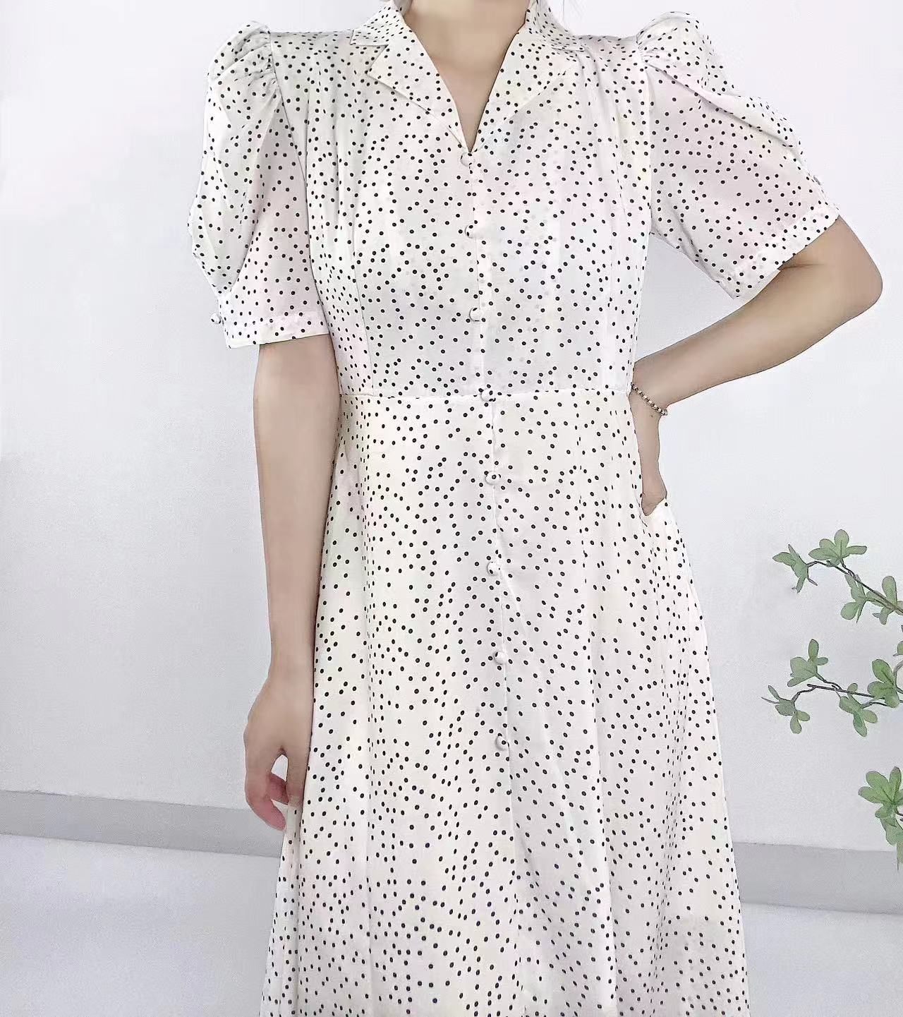 Polka Grace Puff Long Dress - 폴카 그레이스 퍼프 롱 원피스