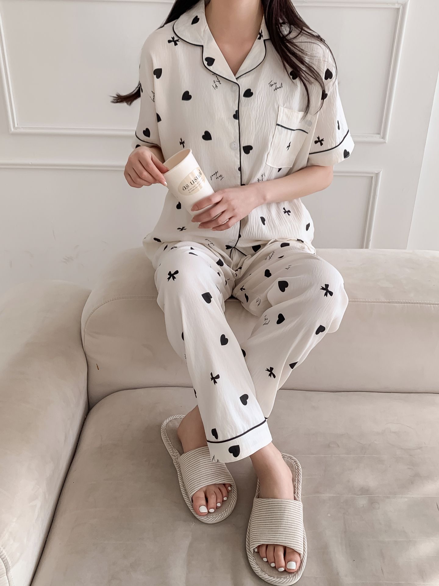 Sweet Heart 3-Piece Pajama Set - 스위트 하트 3종 파자마 세트