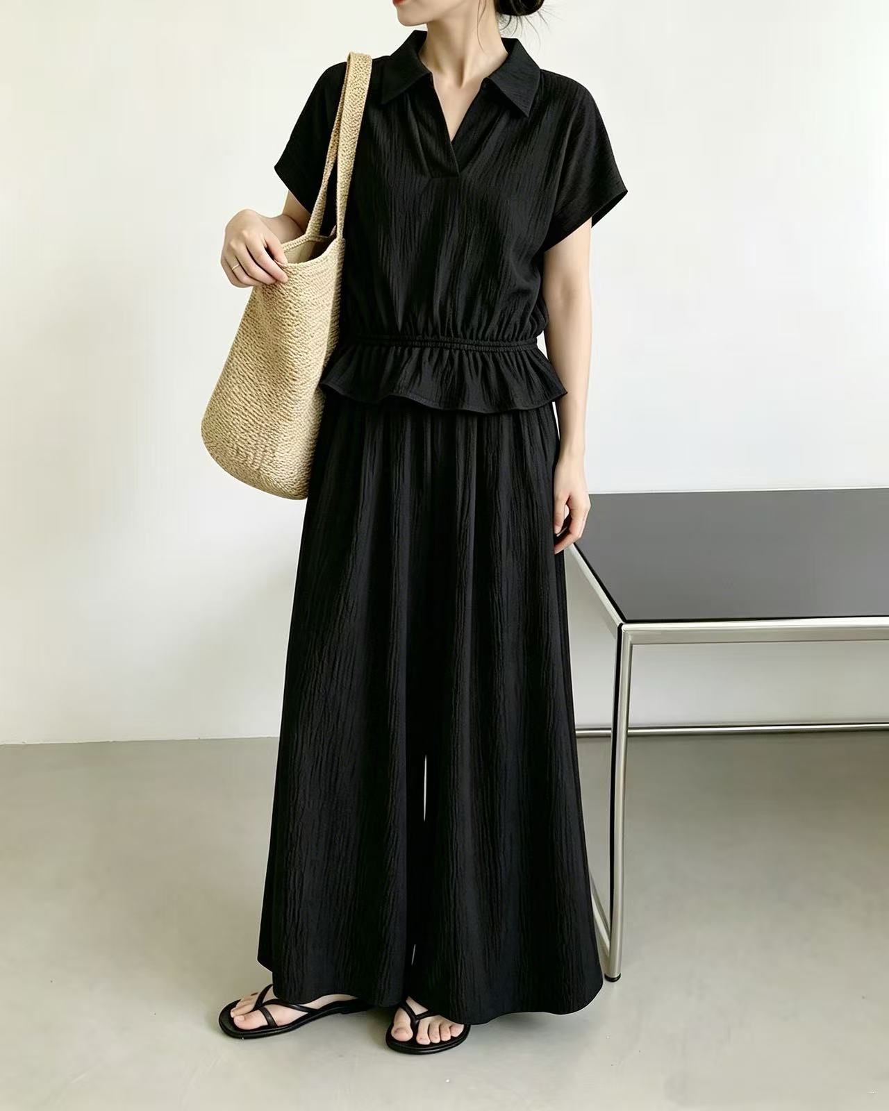 Relax Mood Wide Pants Set - 릴렉스 무드 와이드 팬츠 세트