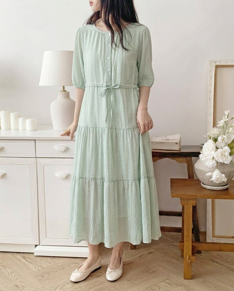 Romantic Button Long Dress - 로맨틱 버튼 롱 원피스