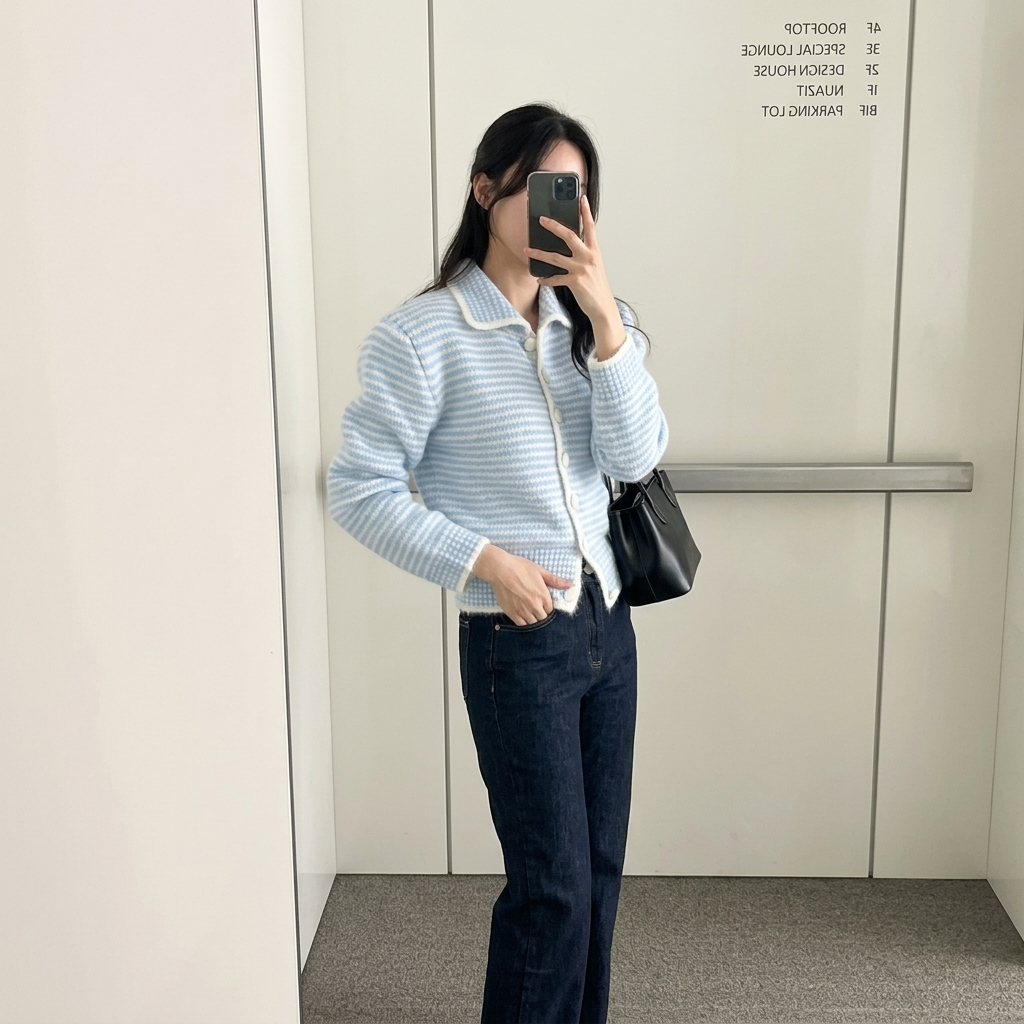 Dreamy Stripe Button Cardigan - 드리미 스트라이프 버튼 가디건(당일출고⚡️)