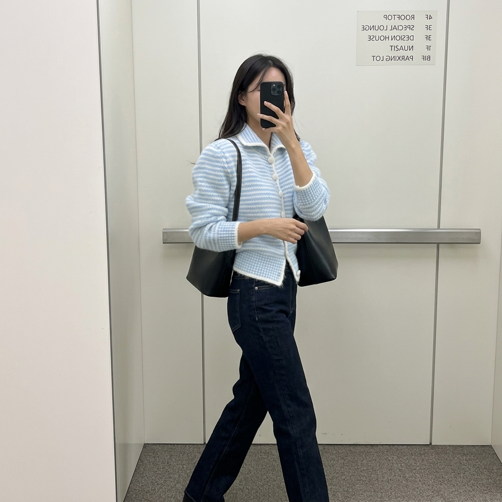 Dreamy Stripe Button Cardigan - 드리미 스트라이프 버튼 가디건(당일출고⚡️)