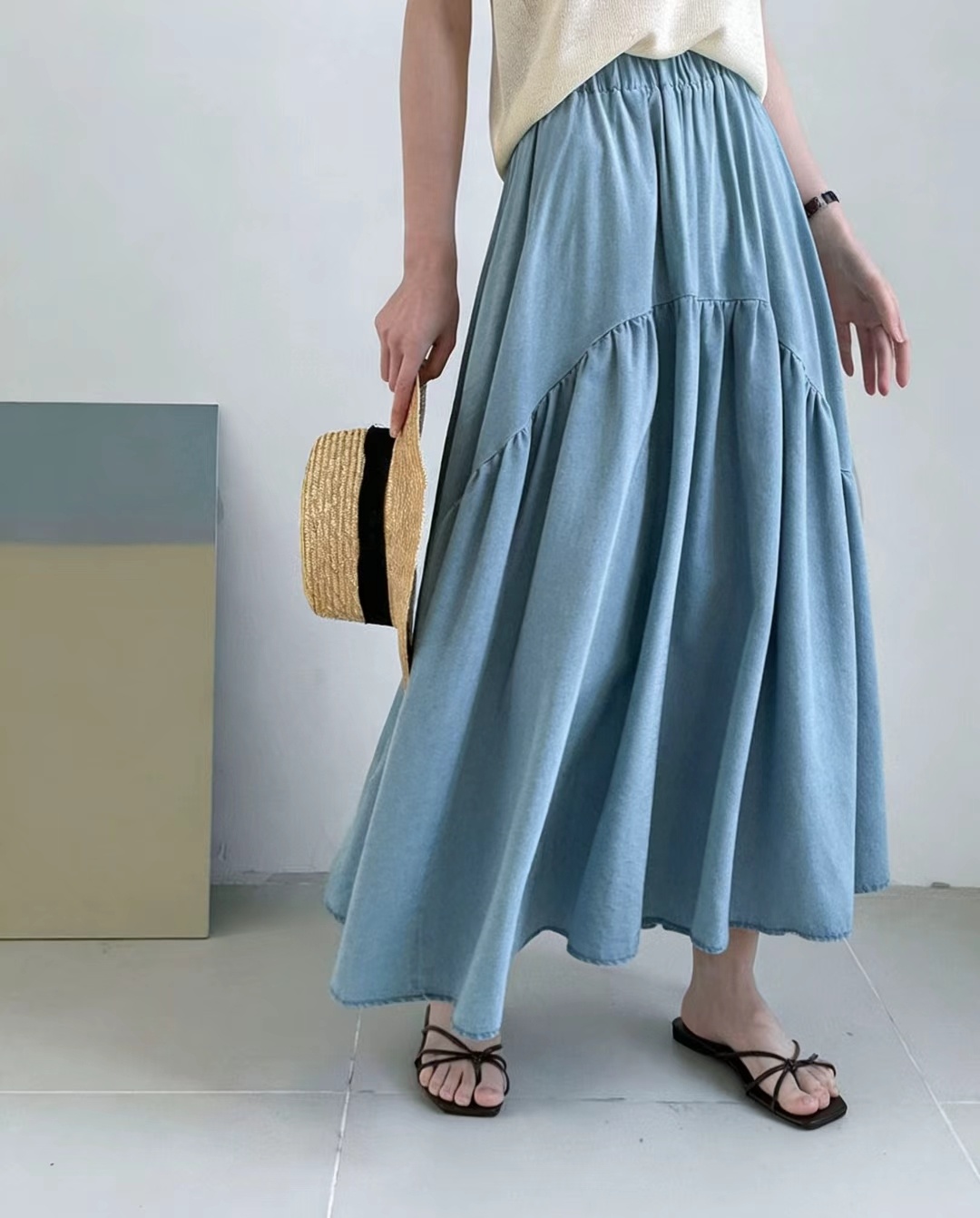Denim Dream Tiered Skirt - 데님 드림 티어드 스커트