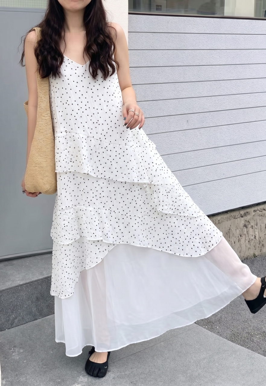 Starlight Dot Frill Maxi Dress - 스타라이트 도트 프릴 맥시 원피스