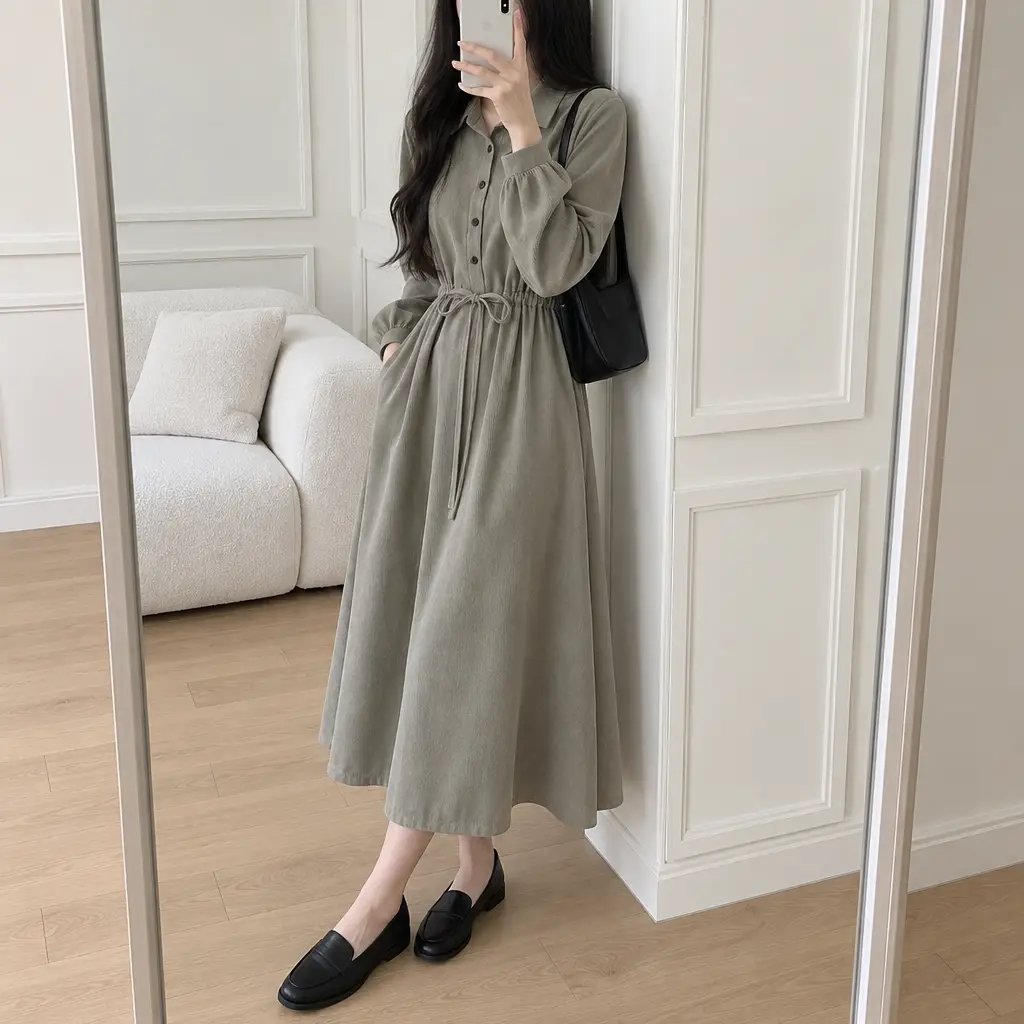 Maple Corduroy Shirt Dress - 메이플 코듀로이 셔츠 원피스