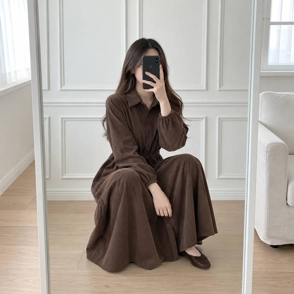 Soft Corduroy Mood Long Dress - 소프트 코듀로이 무드 롱 원피스