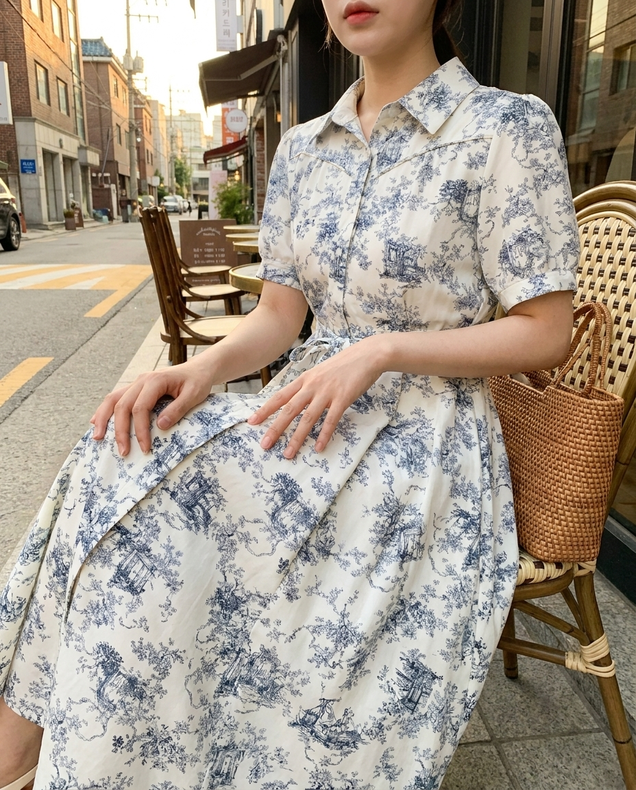 French Toile Classic Shirt Dress - 프렌치 뜨왈 클래식 셔츠 드레스
